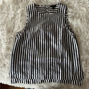 I. Crew, black and white stripped silk blouse